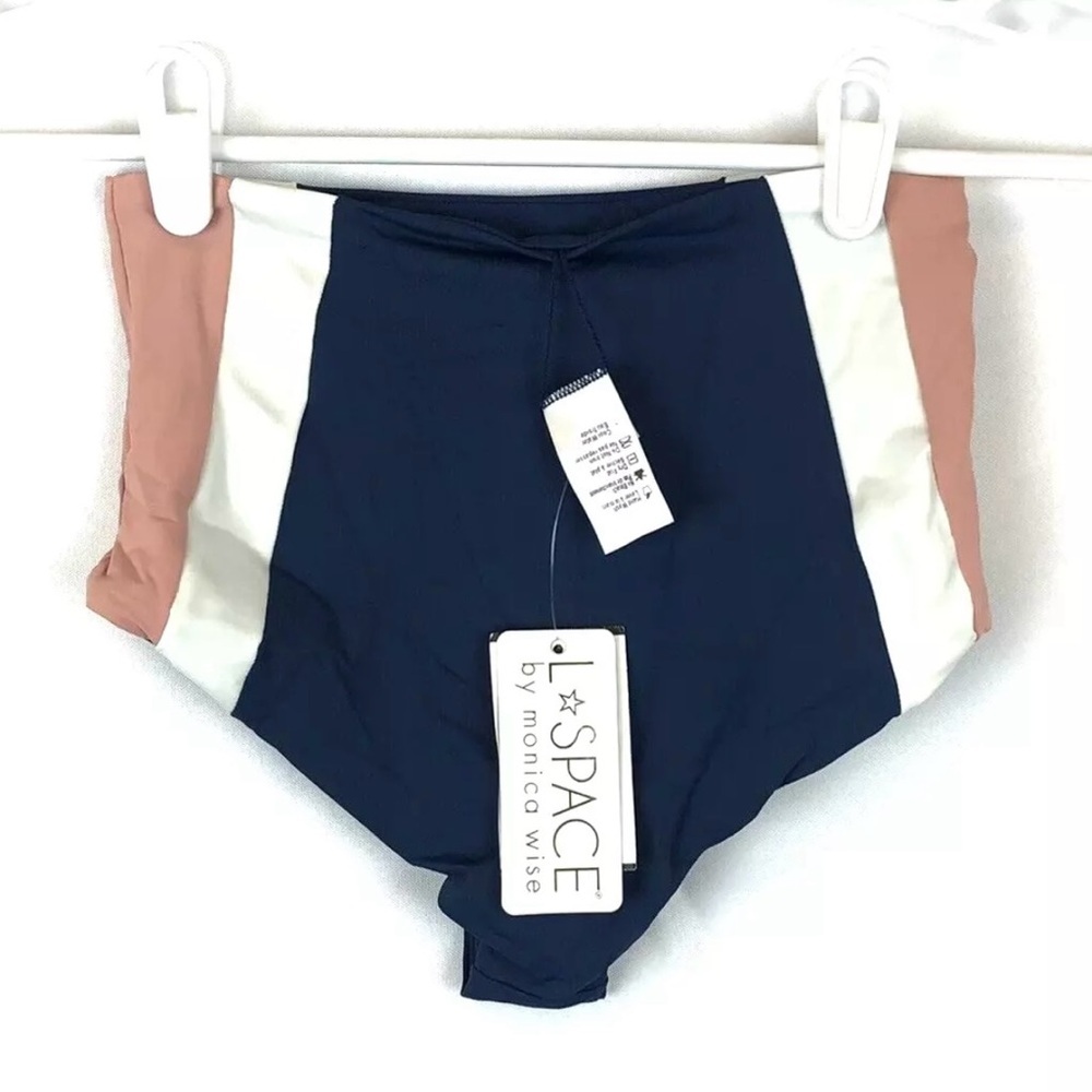 LSpace Women’s Blue Color Block Portia Swimsuit Bottoms, Size Small - Picture 2 of 2